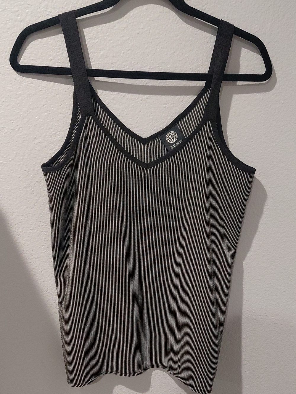 bobeau Black & Cream Striped V-Neck Tank